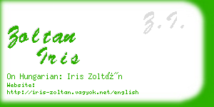 zoltan iris business card